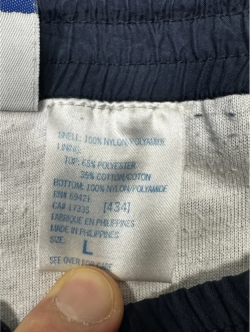 Vintage Reebok Track Pants Mens Large Navy Nylon Joggers Y2K Windbreaker